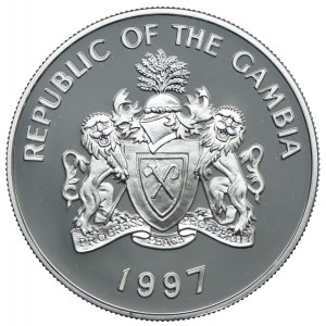 Gambia, 10 dalasis 1997 Llantrisant, 50. rocznica ślubu królowej Elżbiety II i księcia Filipa