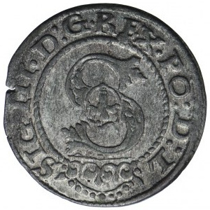 Zygmunt III Waza, szeląg ryski 1589, skrętka 180 stopni