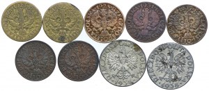 Second Republic set, 5, 50 pennies, 1923-1938 (9pc).