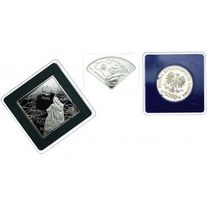 5000 złotych 1989, 10 złotych 2005 EXPO, 20 złotych 2003 Klipa Jan Paweł II (3szt.)