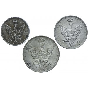 Królestwo Polskie, 5, 10, 20 fenigów 1917 (3szt.)