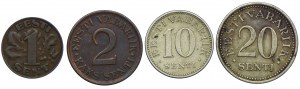Estonia, 1,2,10,20 senti 1929-1935 (4pc).