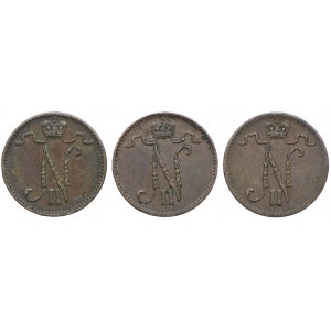 Finsko, ruská okupace, Alexander II, 1 penny 1911-1916 Helsinki (3ks).