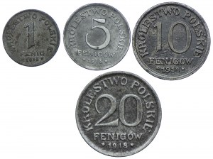 Set of Kingdom of Poland 1, 5,10,20 fenigs 1918 (4pcs.)