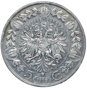 Austria, Franz Joseph I, 5 crowns 1909, Vienna