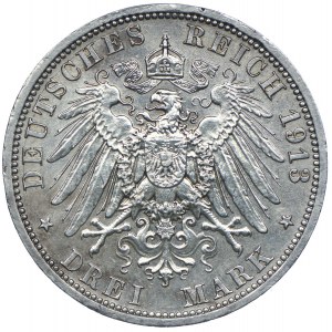 Germany, Prussia, Wilhelm II, 3 marks 1913, A, Berlin