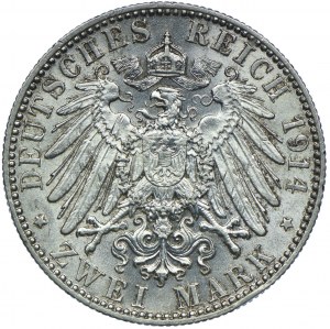 Niemcy, Saksonia, Fryderyk August III, 2 marki 1914 E, Muldenhütten