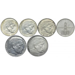 Germany, 2 marks, 5 marks 1934-39 (6pc).