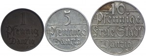Free City of Danzig, 1 fenig 1930, 5 fenig, 10 fenig 1923 (3pc).