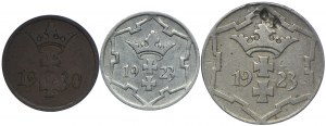 Free City of Danzig, 1 fenig 1930, 5 fenig, 10 fenig 1923 (3pc).