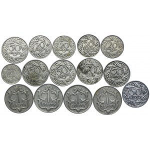 Set of Second Republic, 10 pennies, 20 pennies, 50 pennies, 1 zloty 1923-39 (15pcs).