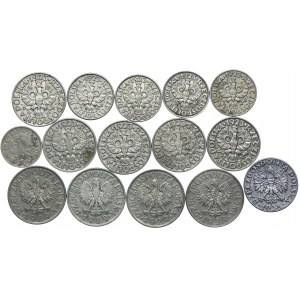 Set of Second Republic, 10 pennies, 20 pennies, 50 pennies, 1 zloty 1923-39 (15pcs).