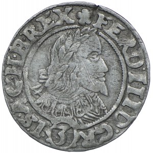 Śląsk, Śląsk pod panowaniem habsburskim, Ferdynand III, 3 krajcary 1643 MI, Wrocław