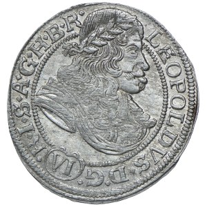 Śląsk, Śląsk pod panowaniem habsburskim, Leopold I, 6 krajcarów 1673, Wrocław