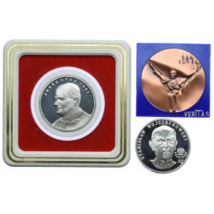 Zestaw medali, Jan Paweł II (2 uncje Ag999), Stanisław Wojciechowski, brąz (3szt.)