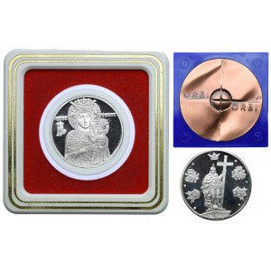 Zestaw medali, Jan Paweł II (2 uncje Ag999), Stanisław Wojciechowski, brąz (3szt.)
