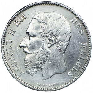 Belgium, Leopols II, 5 francs 1873