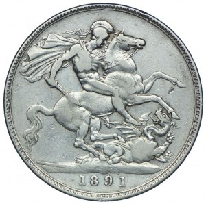 Royaume-Uni, Victoria, 1 couronne 1891, Londres