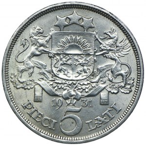 Latvia, 5 lats 1931, London