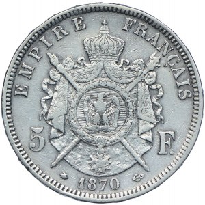 France, Napoleon III, 5 francs 1870 A, Paris