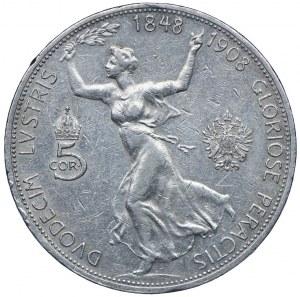 Austria, Franz Joseph I, 5 crowns 1908, Vienna