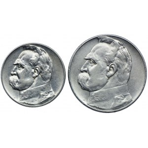 Zestaw II RP, 5 złotych 1936, 10 złotych 1937 Józef Piłsudski (2szt.)