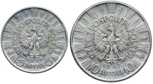 Set II RP, 5 zloty 1936, 10 zloty 1937 Józef Piłsudski (2pc).