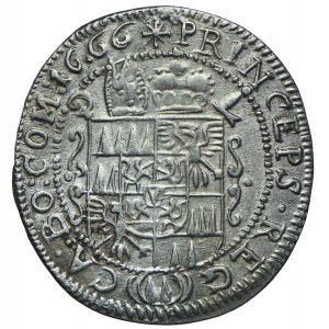 Austria, biskupstwo Ołomuniec, Karol II, 3 krajcary 1666, Ołomuniec