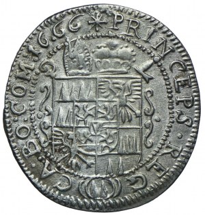 Austria, vescovado di Olomouc, Carlo II, 3 krajcars 1666, Olomouc
