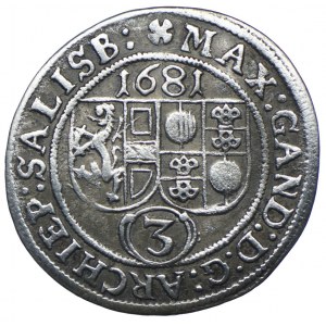 Austria, Salzburg, Arcybiskupstwo, Maksymilian Gandolf graf Kuenburg, 3 krajcary 1681