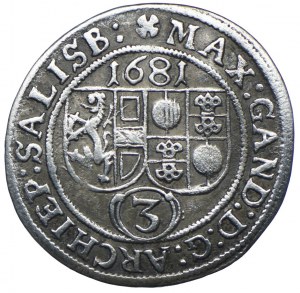 Austria, Salzburg, Archbishopric, 3 krajcars 1681