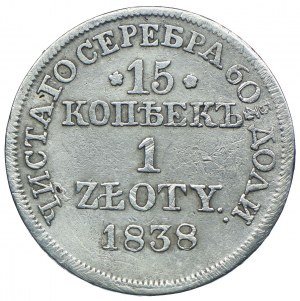 Pologne, partition russe, 15 kopecks=1 zloty 1838, Varsovie
