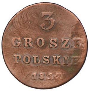Regno di Polonia, Alessandro I, 3 grosze polacche 1817 IB, Varsavia