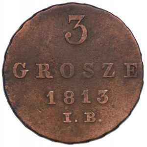 Księstwo Warszawskie, Fryderyk August I, 3 grosze 1813 IB, Warszawa