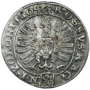 Zygmunt III Waza, grosz 1605, Kraków (efekt ducha)