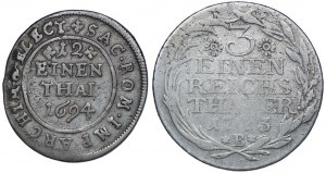Germany, Saxony/Brandenburg, 1/12 thaler 1694 EPH, Leipzig, Prussia, 1/3 thaler 1773 B, Breslau