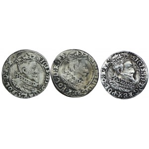 Zygmunt III Waza, grosz 1626, 1627, Gdańsk (3szt.)