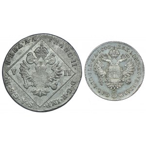 Austria, Franciszek II, 7 krajcarów 1802 C, Praga, Ferdynand I, 5 krajcarów 1840 C, Praga