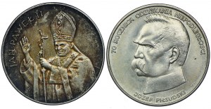 PRL set, 10,000 zloty 1987 John Paul II, 50,000 zloty 1988 Jozef Pilsudski