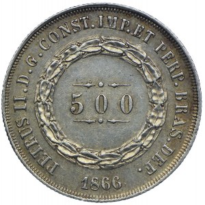 Brazylia, Piotr II, 500 reis 1866 Rio de Janerio
