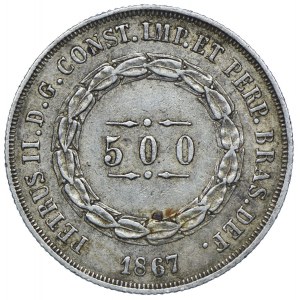 Brazylia, Piotr II, 500 reis 1867 Rio de Janerio