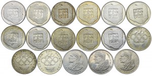 PRL set, 200 zloty 1974 XXX PRL, 200 zloty 1976 Olympics, 10,000 zloty 1982 John Paul II (17pcs).