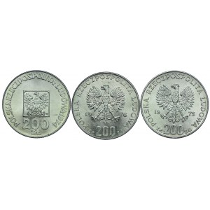 Zestaw PRL, 200 złotych 1974 XXX PRL-u, 200 złotych 1975 Żołnierze, 200 złotych 1976 Olimpiada (3szt.)