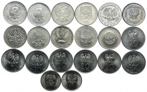 People's Republic of Poland set, 10 zloty 1967-1975, 20 zloty 1974-1980 (20pcs).