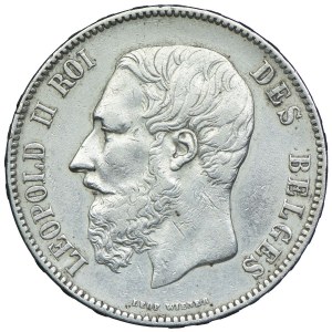 Belgia, Leopold II, 5 franków 1870, Bruksela