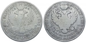 Kingdom of Poland, Nicholas I, 5 Polish zloty 1832, 1833 KG, Warsaw (2pcs).