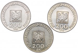 PRL set, 200 gold 1974, XXX years of PRL (3pcs).
