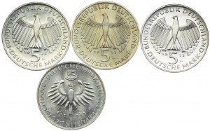 Allemagne, 5 marks 1968-1973 (4pc).