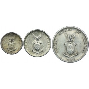 USA, okupacja Filipin, 10 centavos 1945, 20, 50 centavos 1944 (3szt.)
