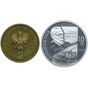 Zestaw III RP, 2 złote, 10 złotych 2007, Konrad Korzeniowski (2szt.)